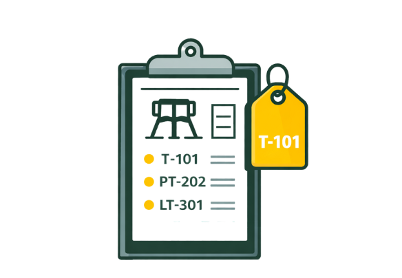 Icon illustrating instrument indexing and tagging for organized control system documentation.