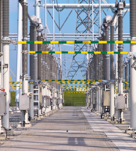Electrical power substation with transformers supporting industrial power distribution systems
